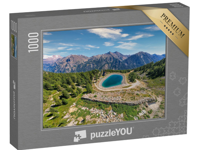 Puzzle 1000 pezzi „Paesaggio montano a Gressoney, Valle d'Aosta, Italia: Rifugio Mollino“