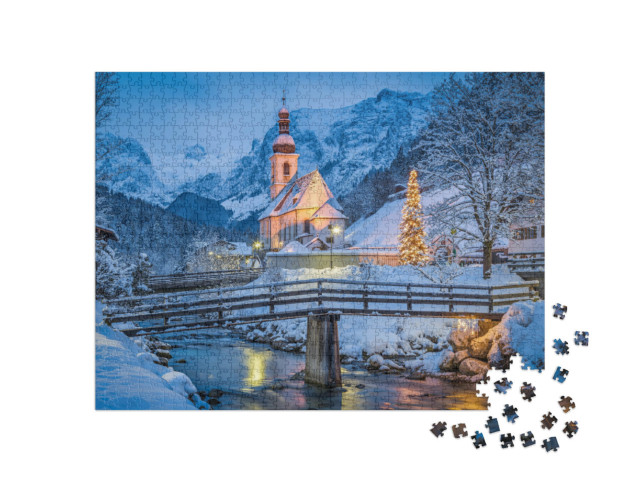 Puzzle 1000 pezzi „Chiesa di pellegrinaggio di San Sebastiano a Natale, Baviera“