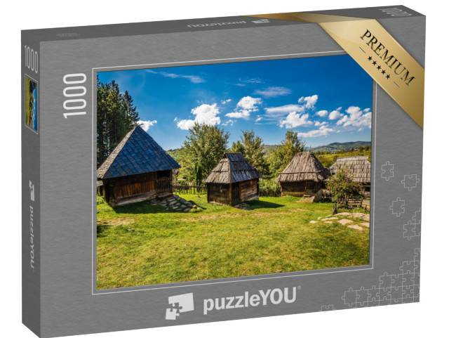 Puzzle 1000 pezzi „Il villaggio etnico di Sirogojno - Zlatibor, Serbia“