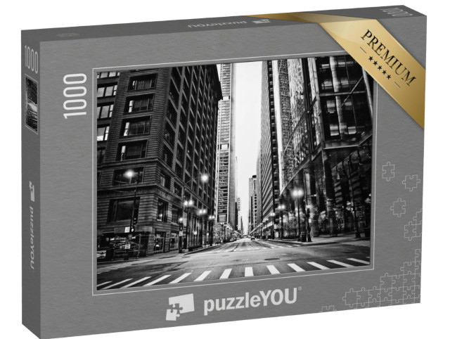 Puzzle 1000 pezzi „Strade vuote a Chicago, in bianco e nero“