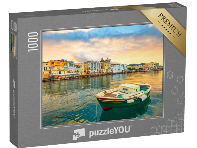 Puzzle 1000 pezzi „Isola d'Ischia, Napoli, sulla costa mediterranea al tramonto.“