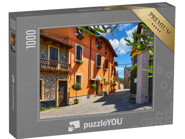 Puzzle 1000 pezzi „Borghetto Valeggio sul Mincio, Verona, Italia. Tradizionale villaggio italiano con vecchie case colorate“