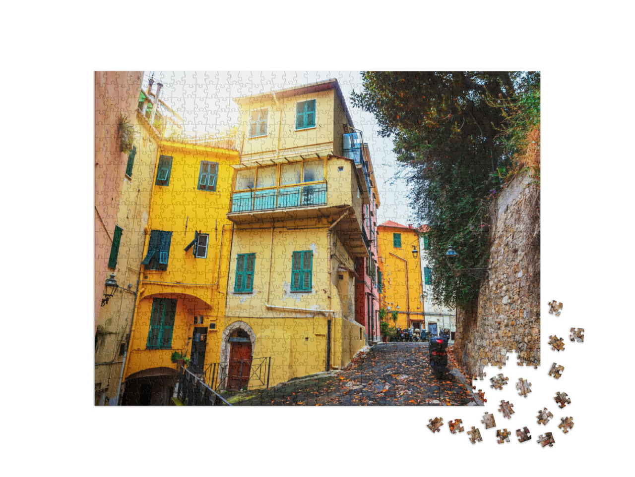 Puzzle 1000 pezzi „Una strada tradizionale e accogliente nella città di San Remo“