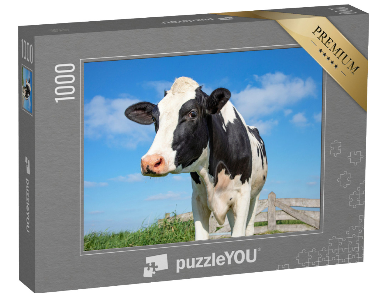 Puzzle 1000 pezzi „Occhio a occhio con una mucca“