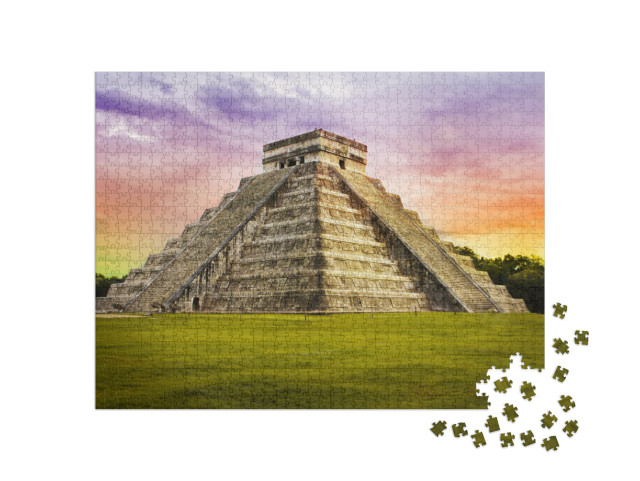 Puzzle 1000 pezzi „Tempio Kukulkan dei Maja a Chichén Itzá, Messico“