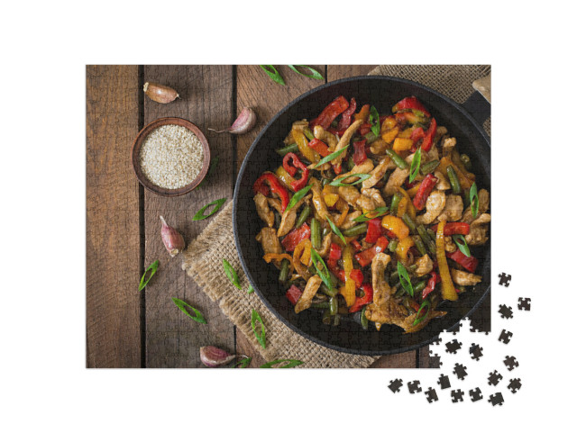 Puzzle 1000 pezzi „Pollo arrosto, peperoni e fagiolini“