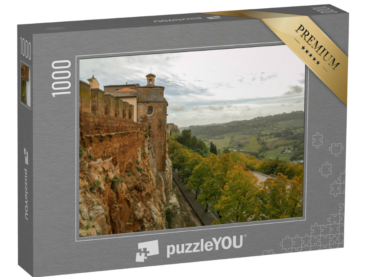 Puzzle 1000 pezzi „La storica e antica città murata di Orvieto, in Umbria, in una giornata autunnale“