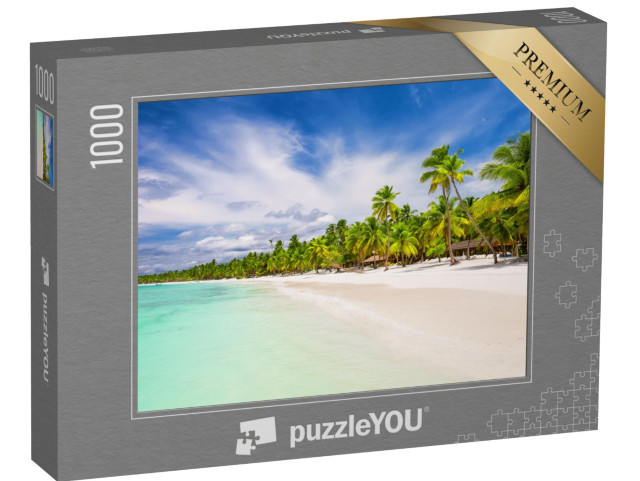 Puzzle 1000 pezzi „Palme sulla spiaggia di sabbia bianca di Punta Cana, Repubblica Dominicana“