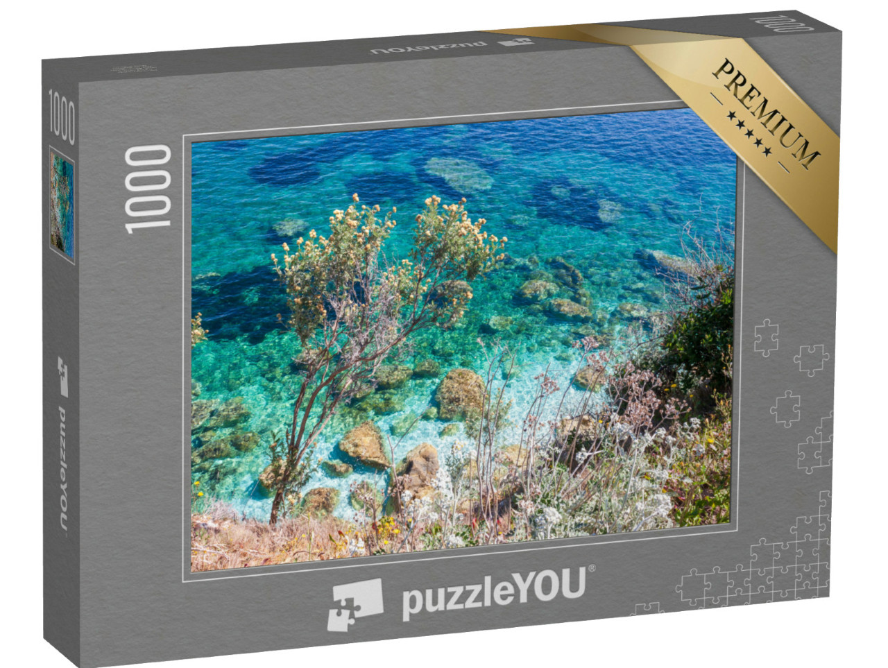 Puzzle 1000 pezzi „Isola d'Elba, Italia, un'isola bellissima. Spiaggia di Capo Bianco isola d'Elba drone“