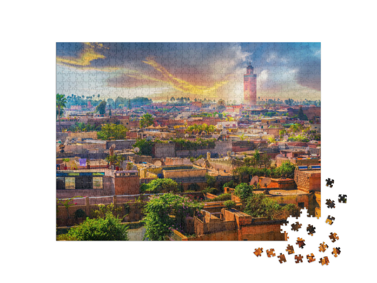 Puzzle 1000 pezzi „La medina si affaccia sul centro storico di Marrakech, Marocco“