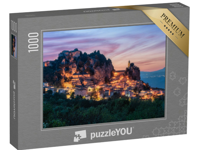 Puzzle 1000 pezzi „Il bellissimo borgo di Bagnoli del Trigno illuminato al tramonto. Provincia di Isernia, Molise“