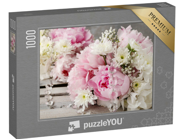 Puzzle 1000 pezzi „Composizione floreale con peonie rosa“