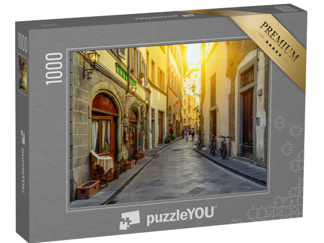 Puzzle 1000 pezzi „Strada stretta di Firenze, Toscana. Architettura e monumenti. Accogliente paesaggio urbano di Firenze“