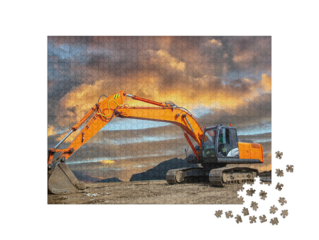 Puzzle 1000 pezzi „Un escavatore cingolato in un cantiere edile“