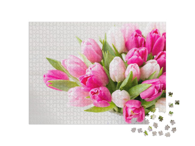 Puzzle 1000 pezzi „Tulipani rosa a Pasqua“