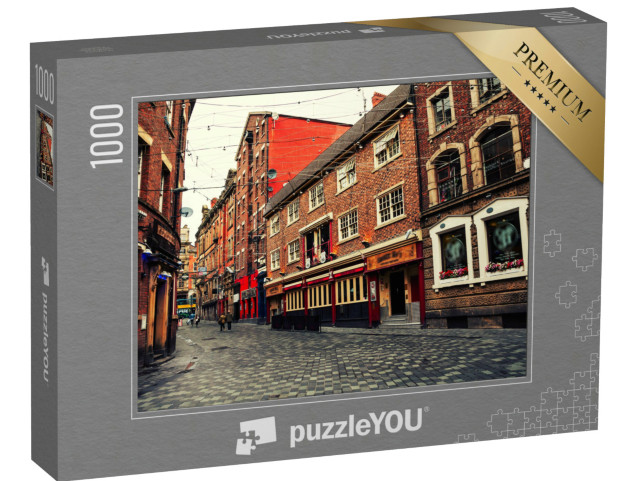Puzzle 1000 pezzi „Case in mattoni rossi: il vivace centro di Liverpool, Inghilterra“