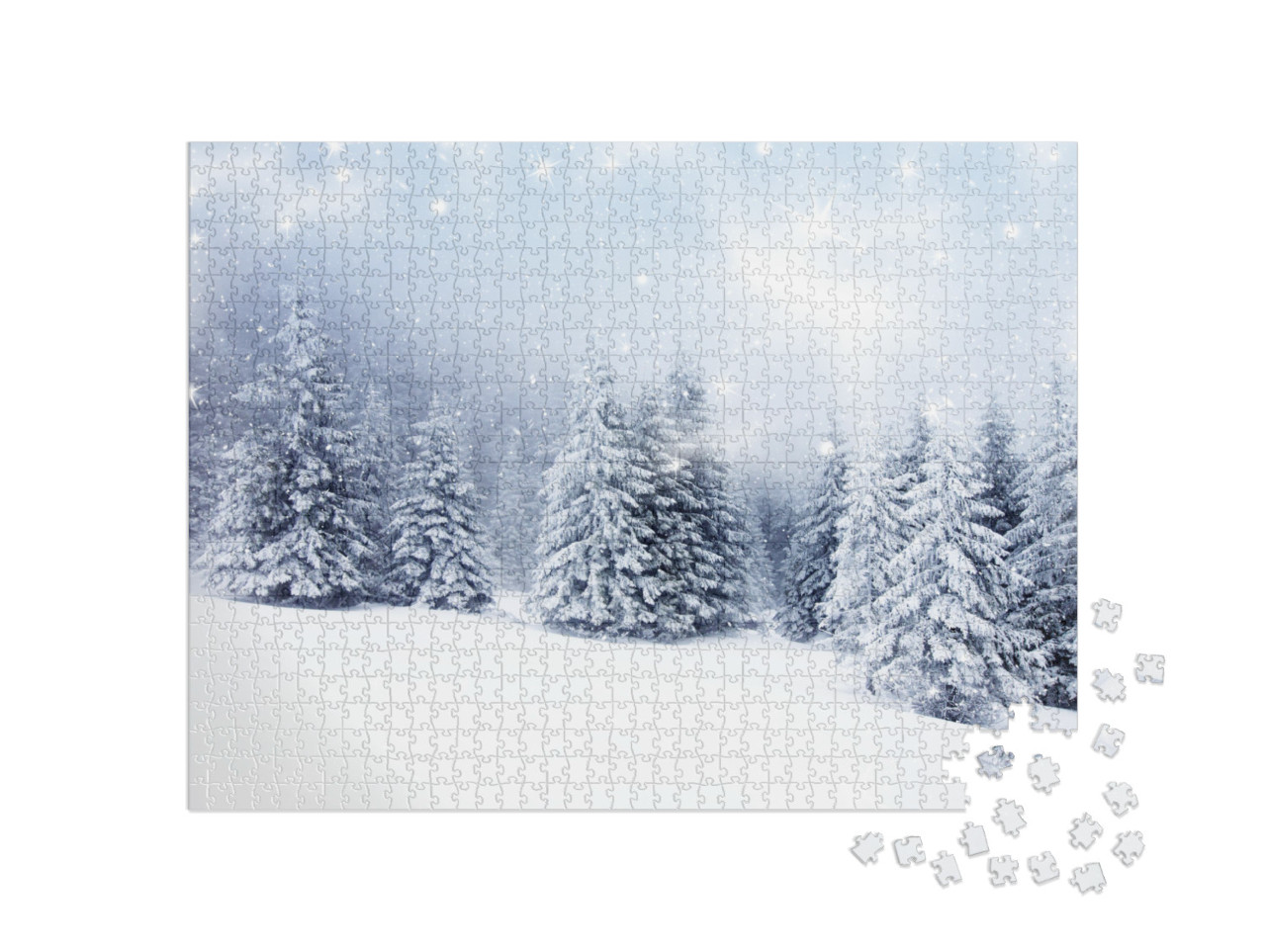 Puzzle 1000 pezzi „Abeti innevati a Natale“