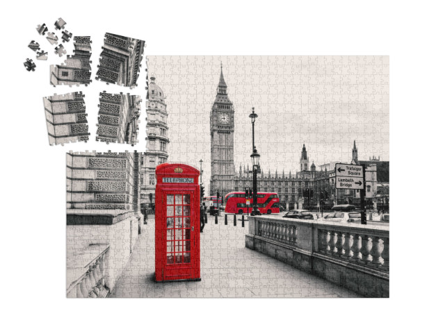 SMART SORTED® | Puzzle 1000 pezzi „Cabina telefonica rossa: simbolo di Londra, Inghilterra“