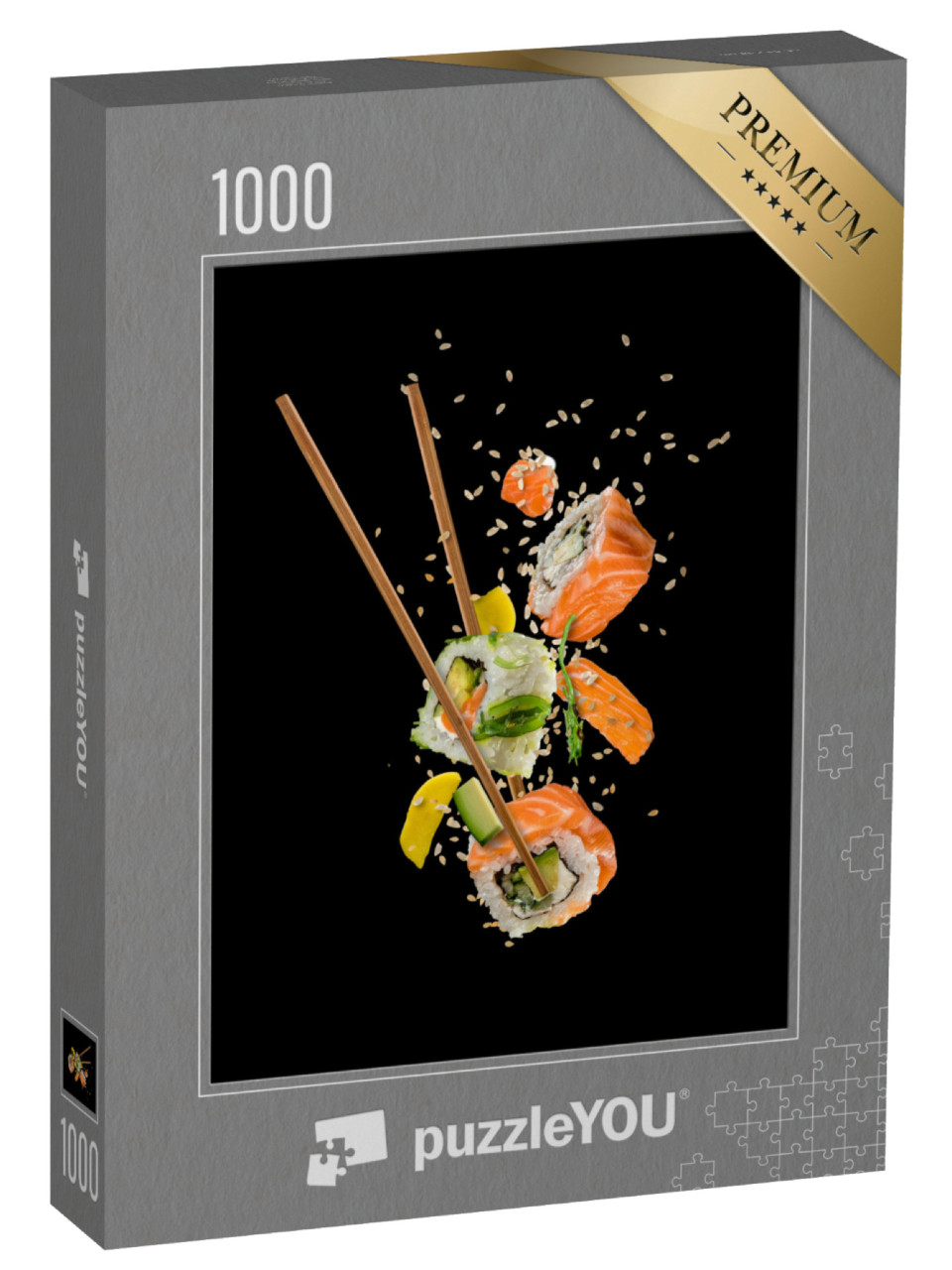 Puzzle 1000 pezzi „Pezzi di sushi tra le bacchette“