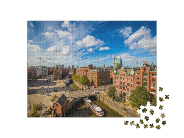 Puzzle 1000 pezzi „Speicherstadt di Amburgo: patrimonio dell'umanità in Germania“