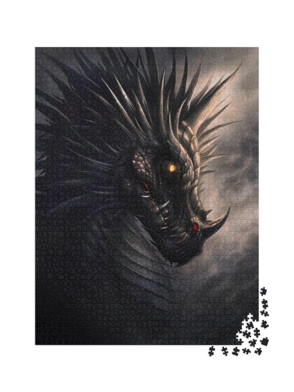 Puzzle 2000 pezzi „Pittura digitale di una testa di drago nero“