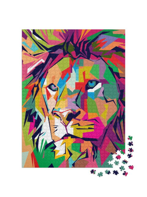 Puzzle 1000 pezzi „Pop Art: Testa di leone colorata“