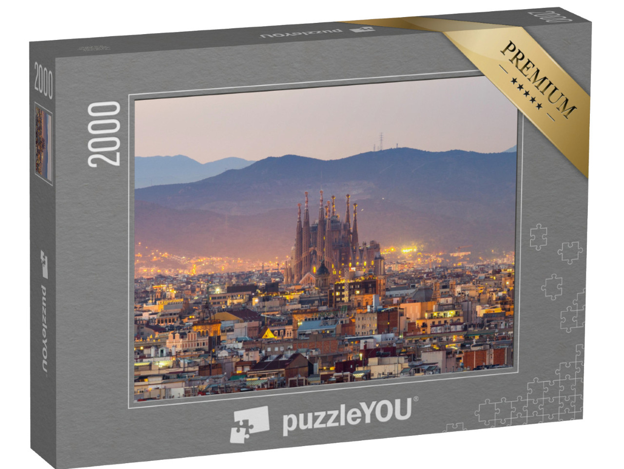 Puzzle 2000 pezzi „Barcellona e la Sagrada Familia al tramonto, Spagna“