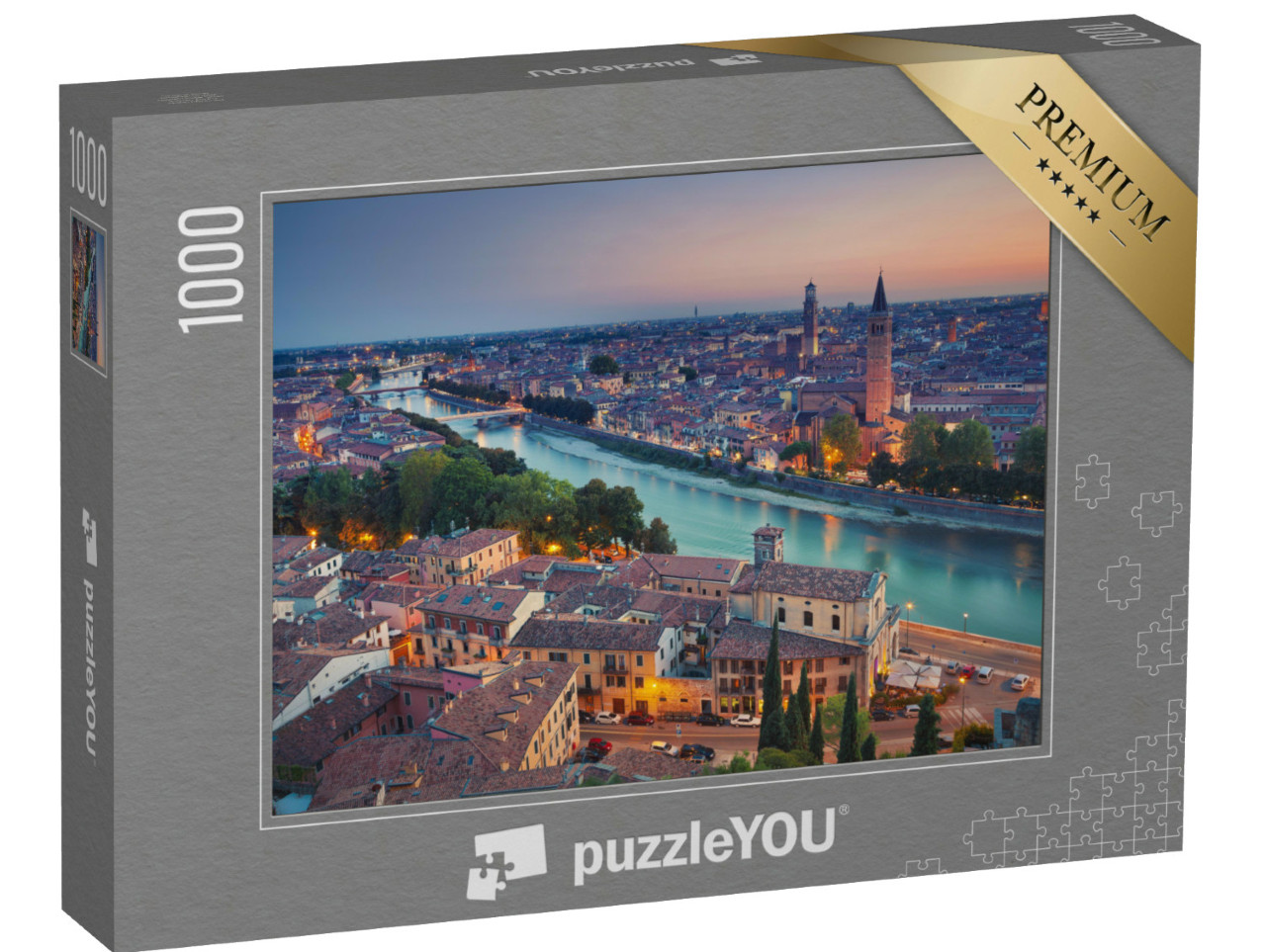 Puzzle 1000 pezzi „Verona storica al tramonto, Italia“