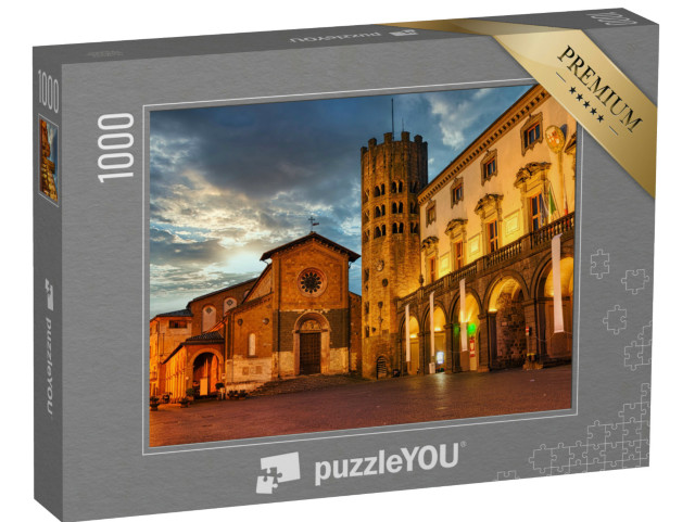 Puzzle 1000 pezzi „Centro storico di Orvieto, Umbria, veduta della centrale Piazza Repubblicca e del Palazzo Comunale“