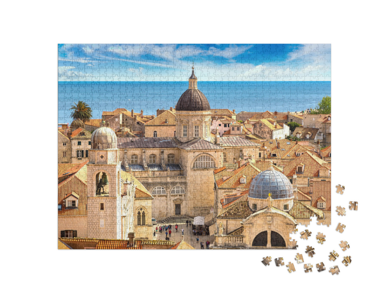 Puzzle 1000 pezzi „Il centro storico di Dubrovnik in una bella giornata estiva, Croazia“