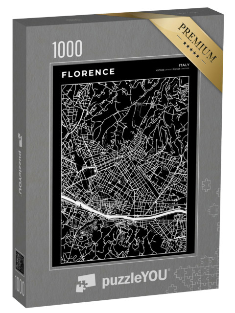 Puzzle 1000 pezzi „Mappa della città di Firenze, Mappa cartografica, Pianta delle strade“