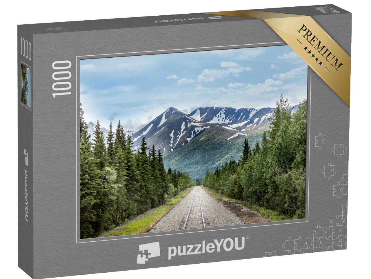 Puzzle 1000 pezzi „Linea ferroviaria nel Parco Nazionale di Denali, Alaska“