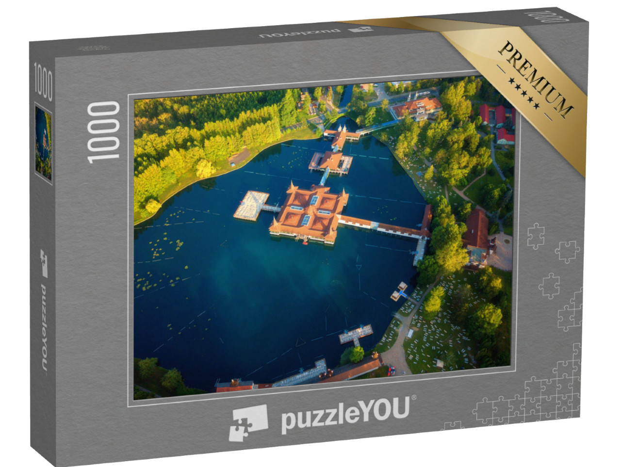 Puzzle 1000 pezzi „Vista aerea del famoso lago di Heviz in Ungheria“