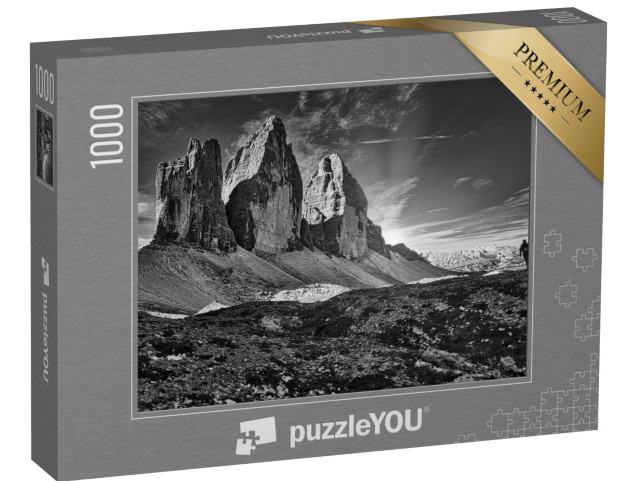 Puzzle 1000 pezzi „Tre Cime, Dolomiti di Sesto, bianco e nero“