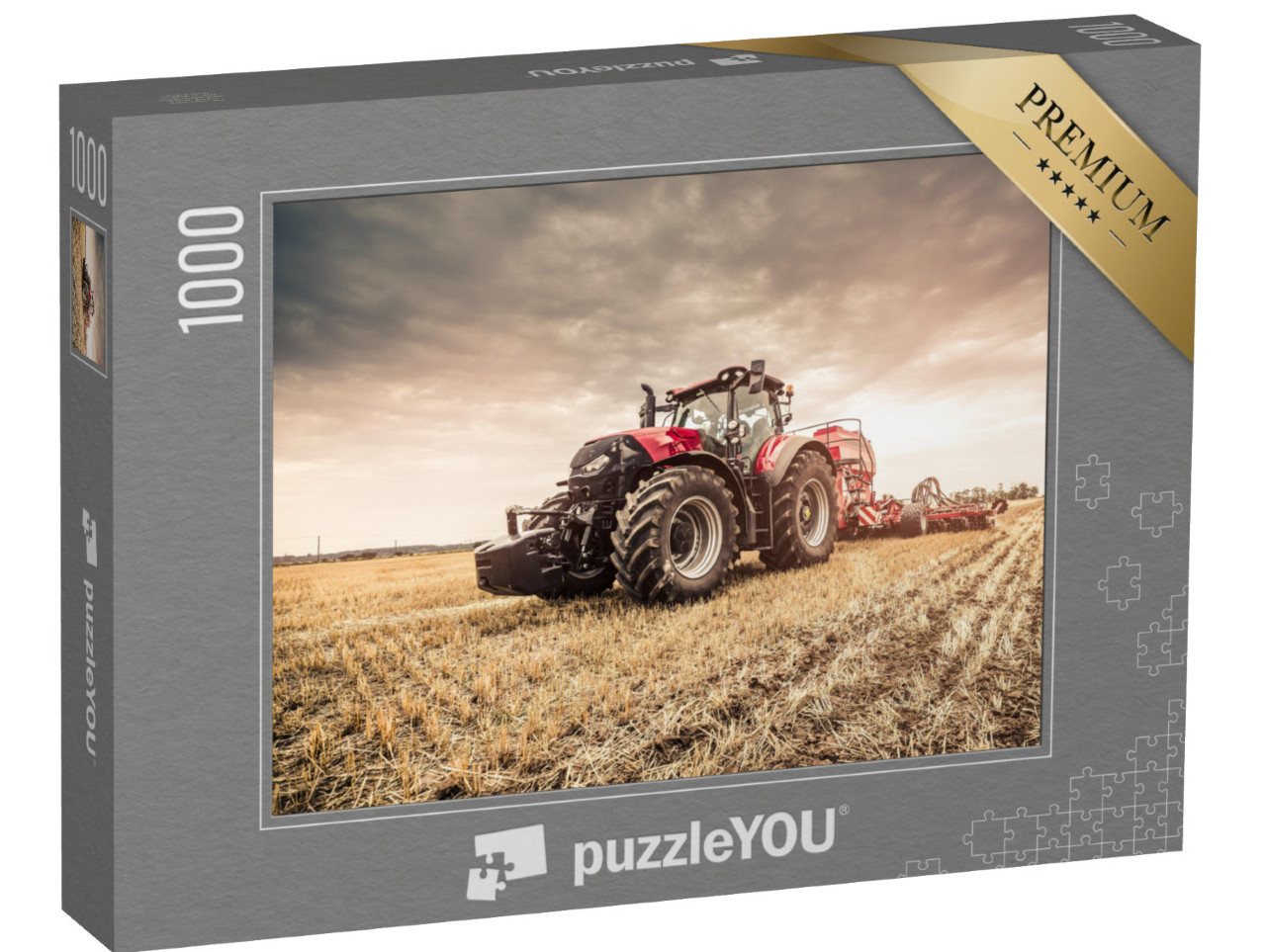 Puzzle 1000 pezzi „Trattore rosso al lavoro nel campo“