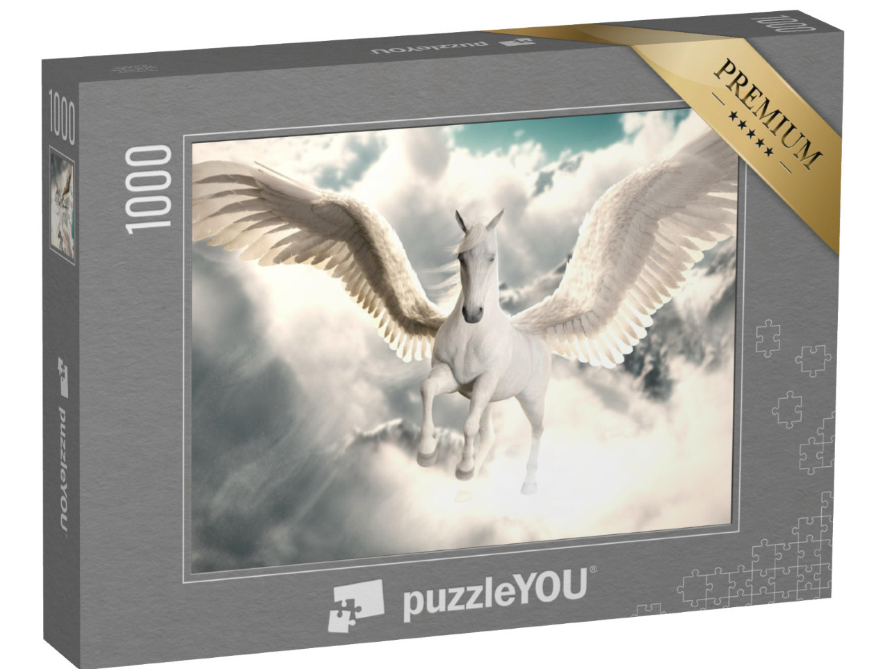 Puzzle 1000 pezzi „Maestoso volo del Pegaso sopra le nuvole“