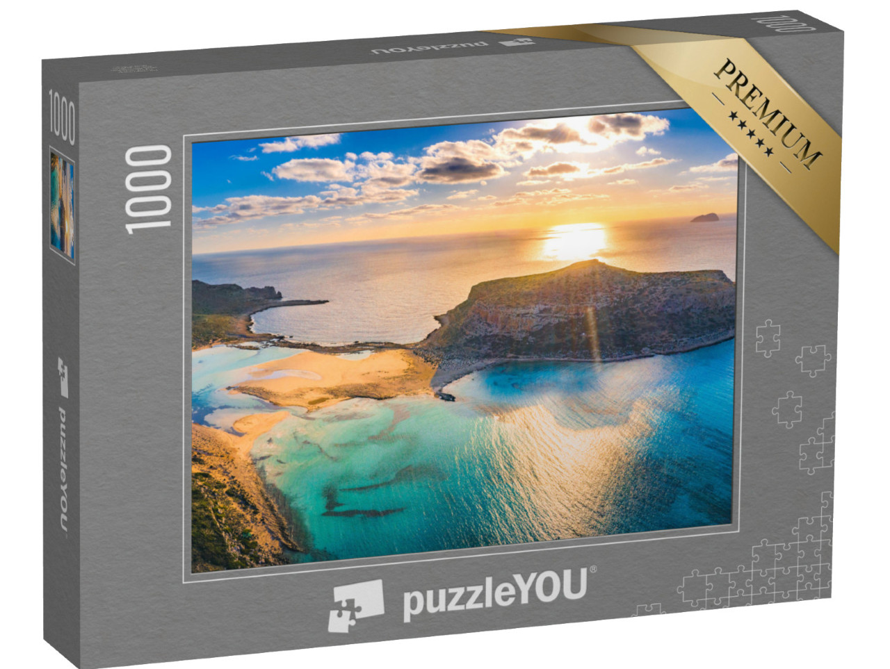 Puzzle 1000 pezzi „La laguna di Balos con la spiaggia di sabbia bianca, Creta, Grecia“