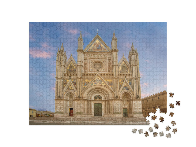 Puzzle 1000 pezzi „Vista panoramica della Cattedrale di Orvieto (Duomo di Orvieto), Umbria, Italia“