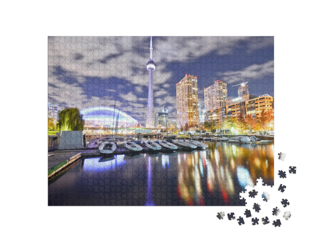 Puzzle 1000 pezzi „Lo skyline di Toronto di notte in Ontario, Canada“
