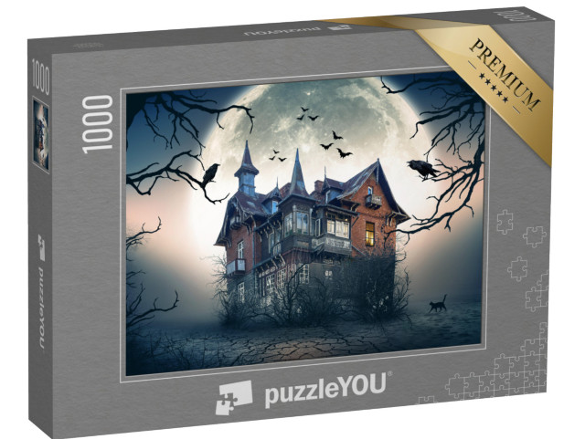 Puzzle 1000 pezzi „Casa stregata con la luna piena“