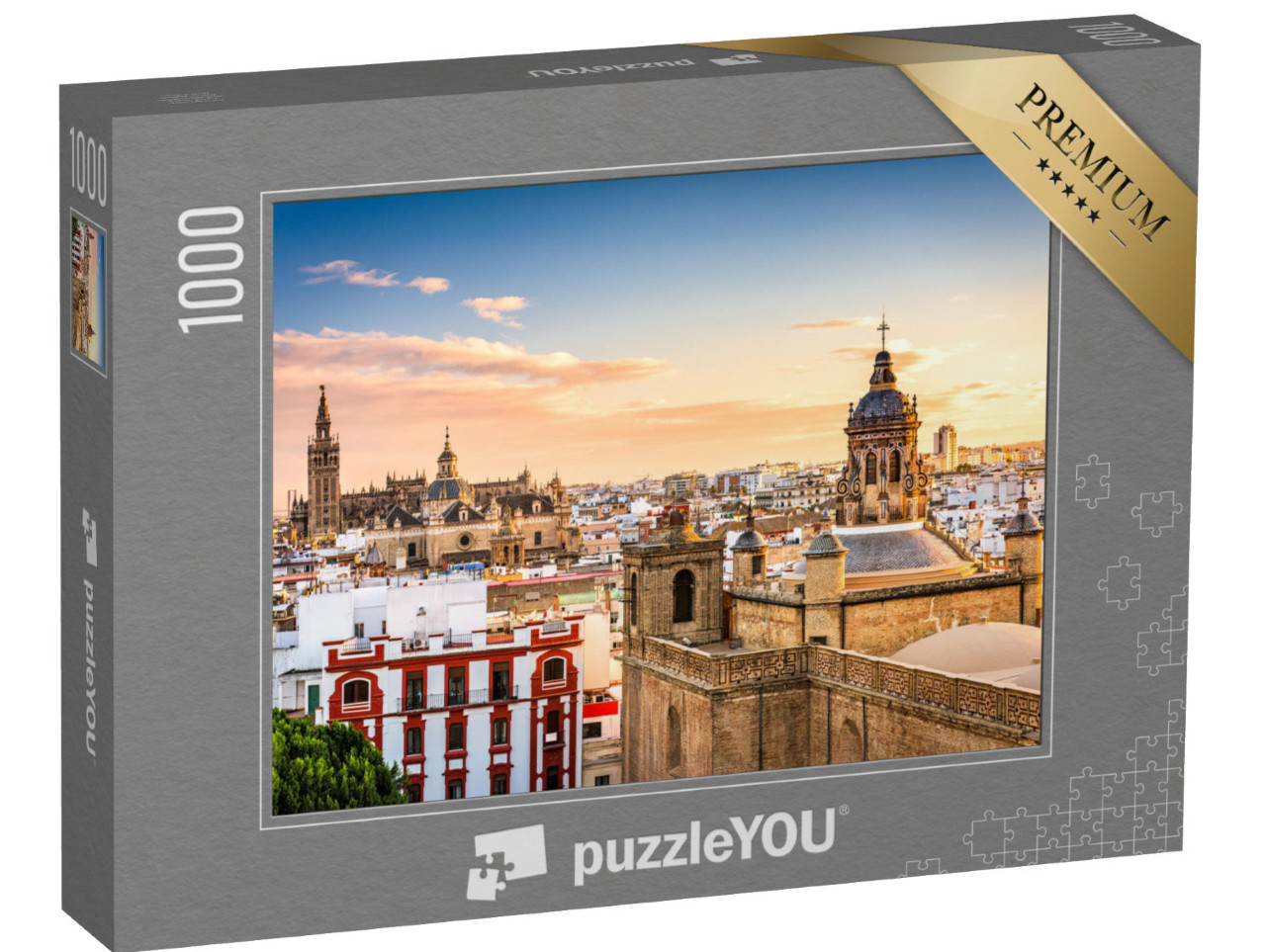 Puzzle 1000 pezzi „Skyline del centro storico di Siviglia, Spagna“