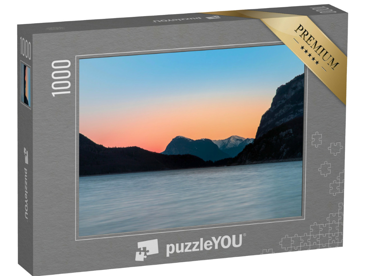 Puzzle 1000 pezzi „Lago di Molveno a Trento, Italia, al tramonto“