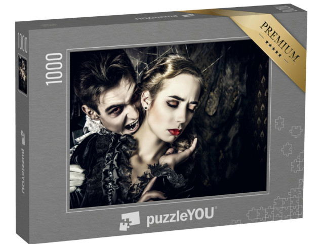 Puzzle 1000 pezzi „Un vampiro in abiti medievali morde una donna“