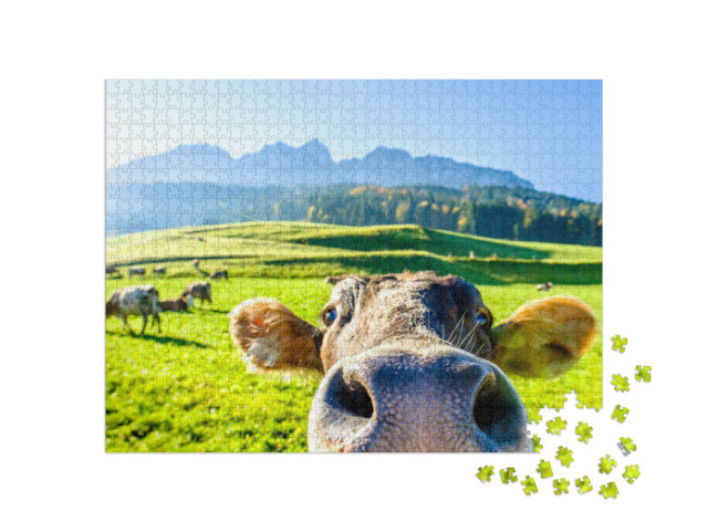 Puzzle 1000 pezzi „Mucca curiosa“