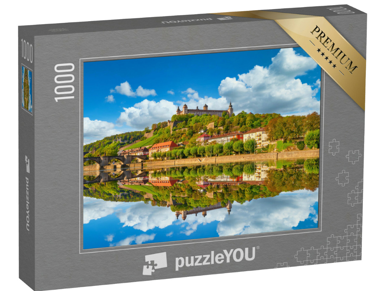 Puzzle 1000 pezzi „Fortezza di Marienberg e Vecchio Ponte Principale, Würzburg, Germania“