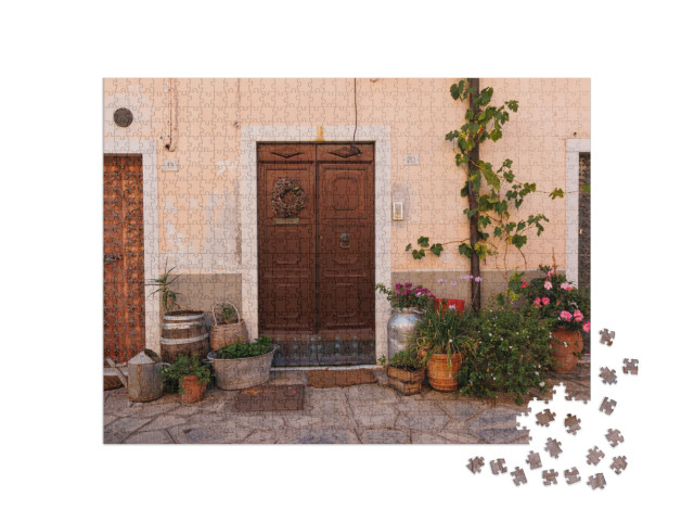 Puzzle 1000 pezzi „Antico borgo tradizionale italiano, strade strette“