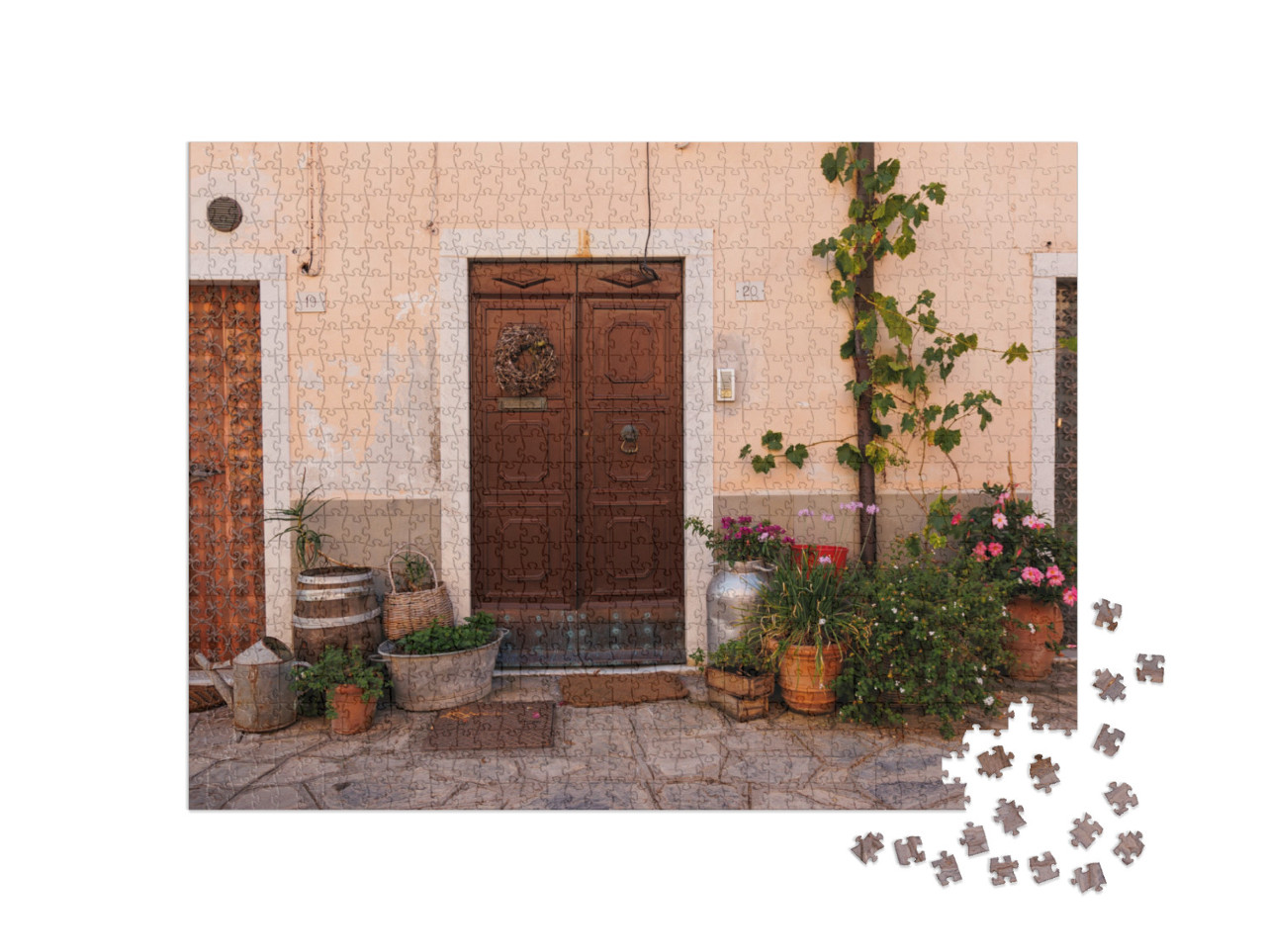 Puzzle 1000 pezzi „Antico borgo tradizionale italiano, strade strette“