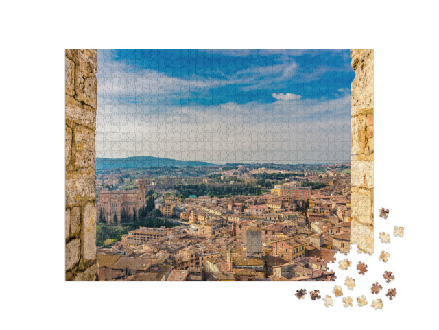 Puzzle 1000 pezzi „Vista panoramica della città di Siena, in Toscana, dalla famosa Torre del Mangia.“