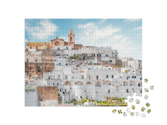 Puzzle 1000 pezzi „La città bianca di Ostuni, Brindisi, Puglia, Italia. Europa.“