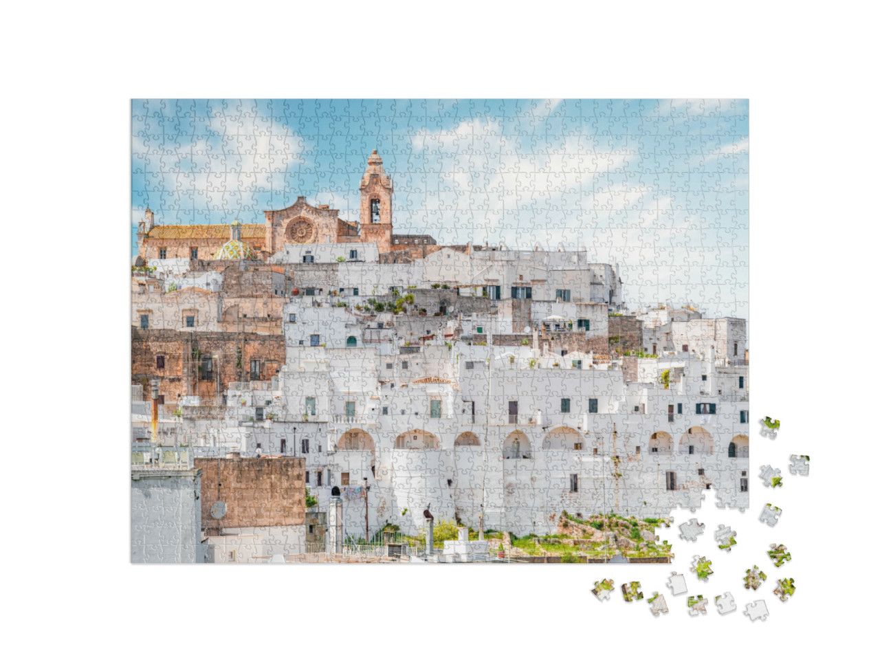 Puzzle 1000 pezzi „La città bianca di Ostuni, Brindisi, Puglia, Italia. Europa.“